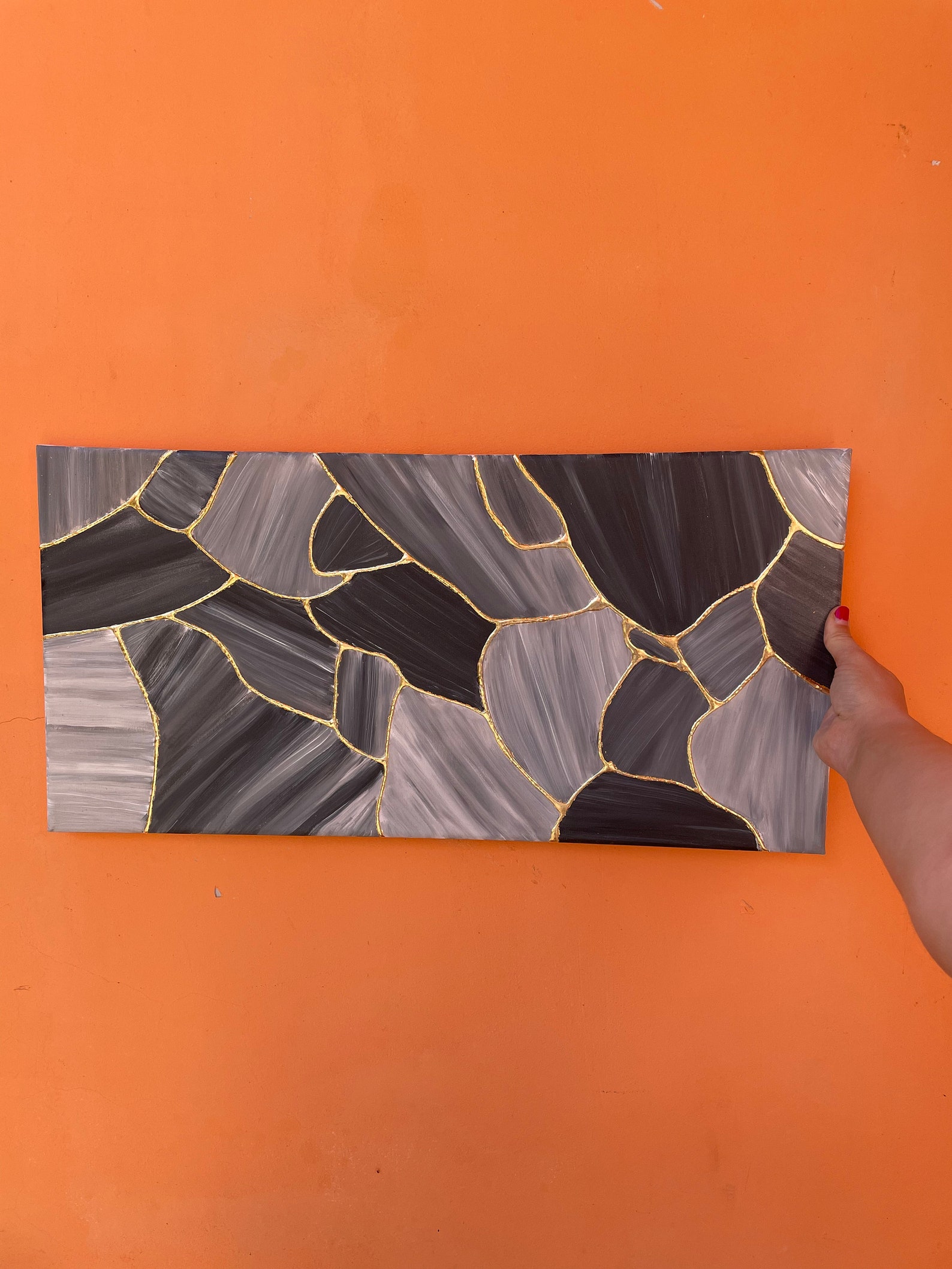 Gold foil painting Kintsugi wall art Geode painting Etsy