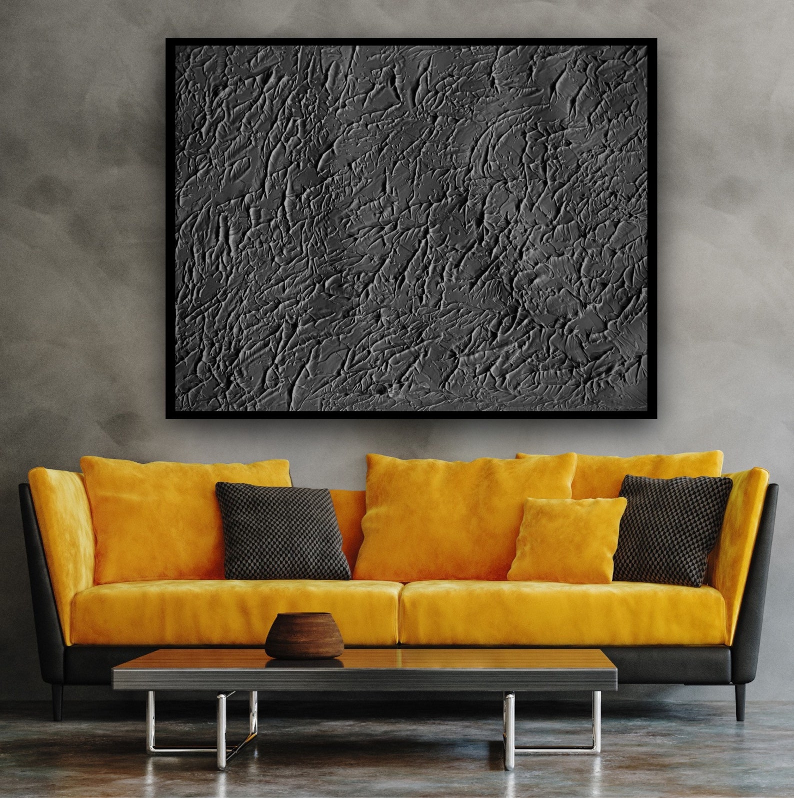 Black Wall Art, Black Wall Decor, Black Abstract Art, Black 3D Textured ...