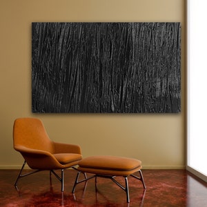 Peinture originale, Minimaliste, Tableau contemporain,Tableau nature, Peinture minimaliste,Tableau 3D,Tableau noir,Grand tableau,Deco maison image 4