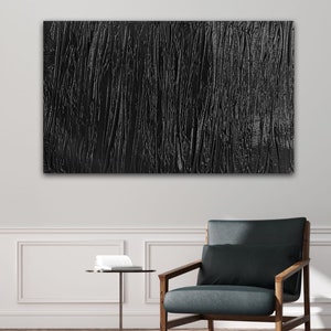 Peinture originale, Minimaliste, Tableau contemporain,Tableau nature, Peinture minimaliste,Tableau 3D,Tableau noir,Grand tableau,Deco maison image 6