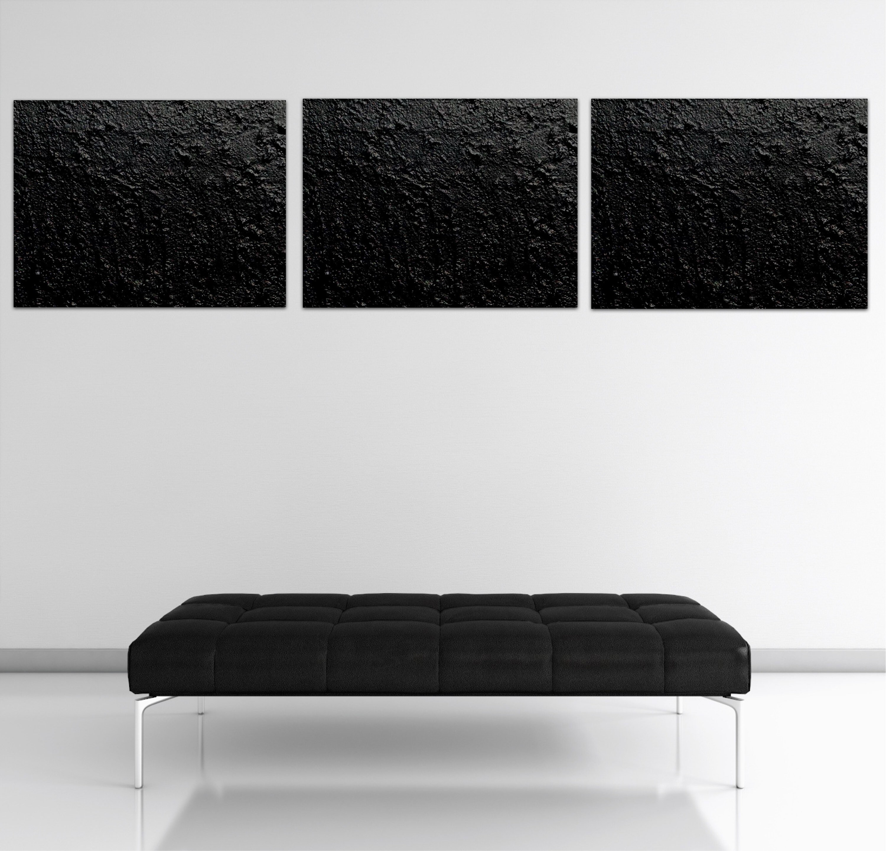 Three Piece Wall Art Black Wall Decor Black Abstract Art | Etsy