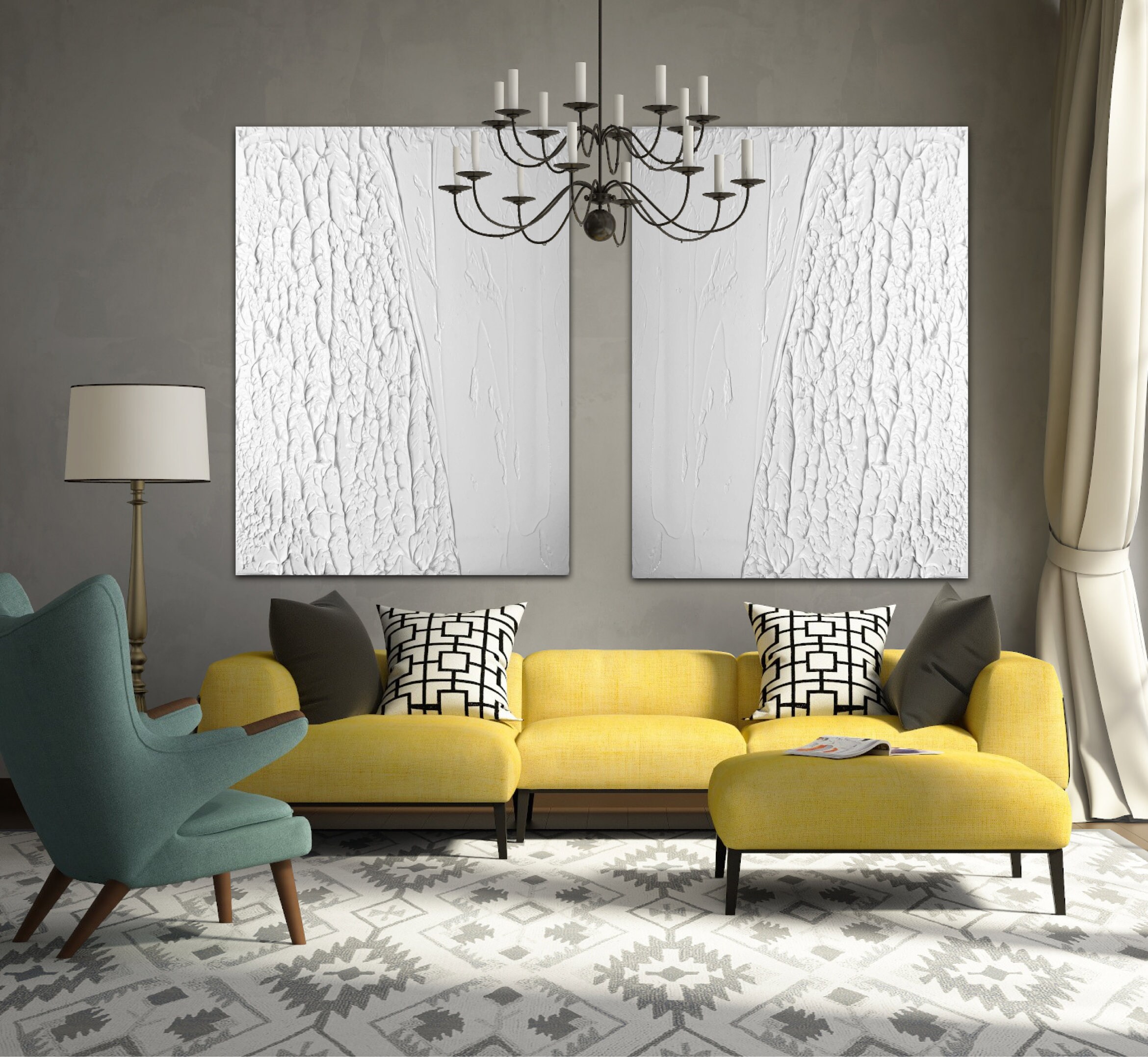 White Plaster Wall Art Set of Two Wall Art Sculptural Wall Etsy