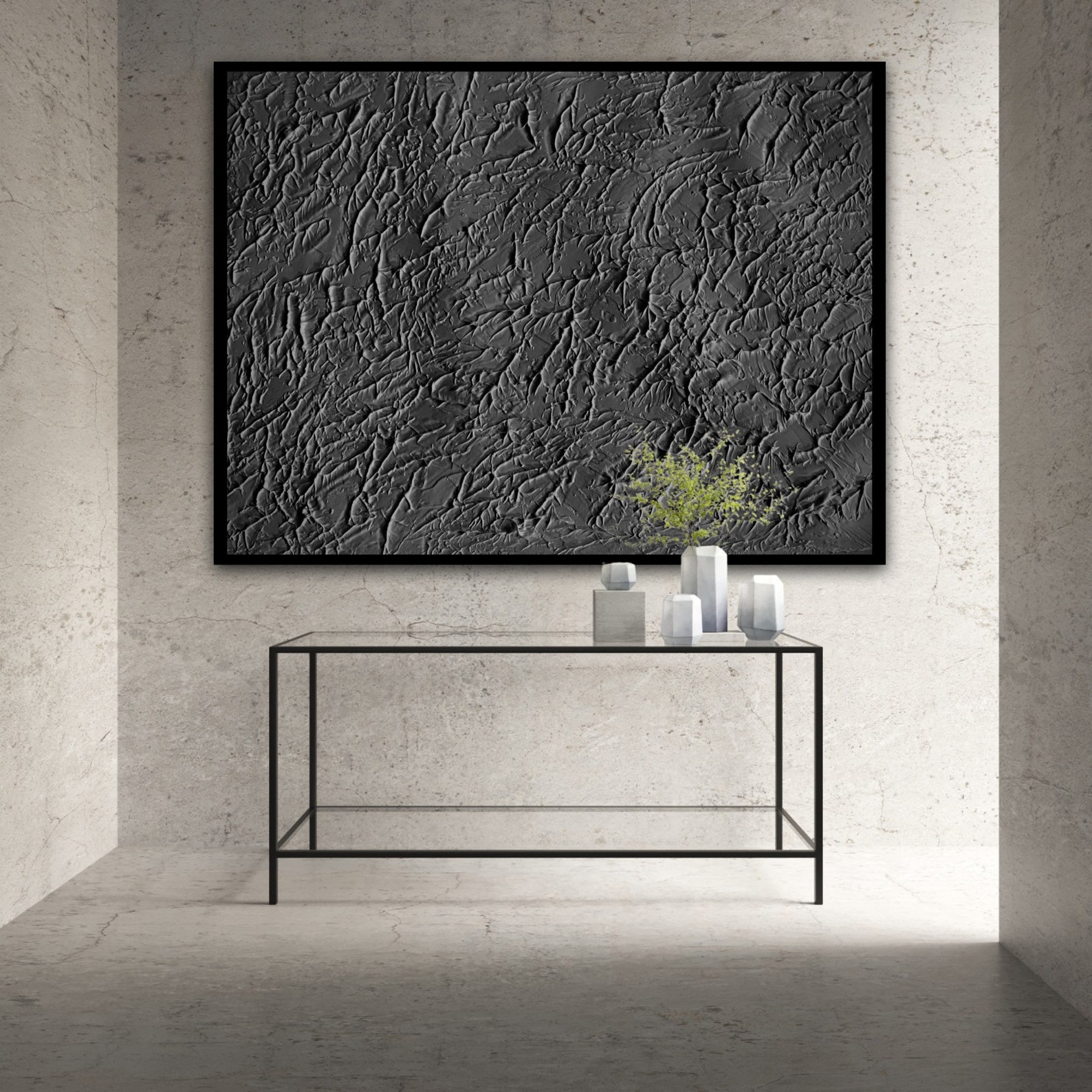 Black Wall Art, Black Wall Decor, Black Abstract Art, Black 3D Textured ...