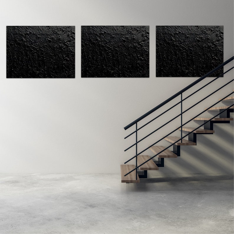 Three Piece Wall Art Black Wall Decor Black Abstract Art - Etsy