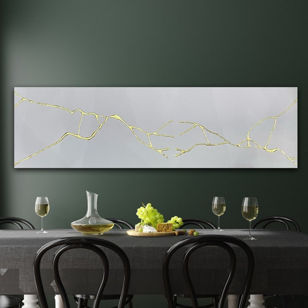 Arte de pared minimalista, Wabisabi, muebles japoneses, Kintsugi, obras de arte japonesas, pintura de pan de oro, cerámica Kintsugi, arte de pared chino