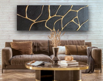 象嵌絵24K Amazon.com: XIANGPEIFBH Modern Abstract Golden Leaves Canvas