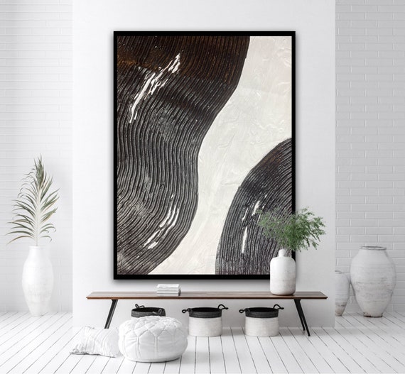 Tableau noir, Peinture originale, Art minimaliste, Peinture texture, Art  japonais, Tableau 3d, Peinture sur toile, Noir, Industrielle -  France