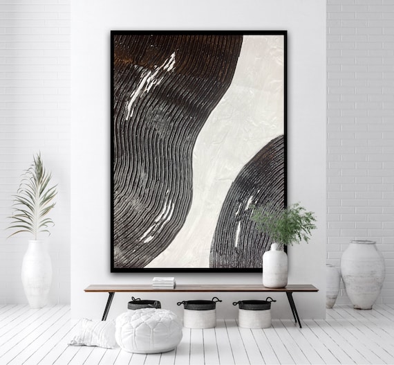 Black and White Art Concrete Wall Art Sculptural Wall Art Etsy