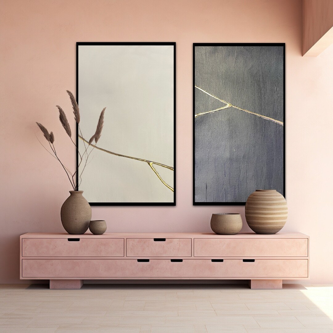 Kintsugi Art, Set of Two Wall Art, Kintsugi, Artwork Set, Japanese Wall