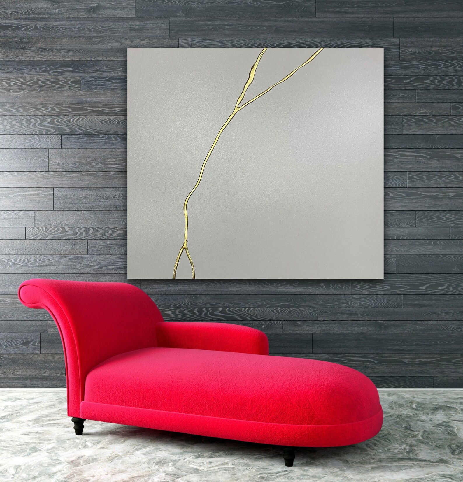 Minimalist Wall Art, Kintsugi Wall Art, Kintsukuroi, Asian Wall Art, Gold Leaf Painting