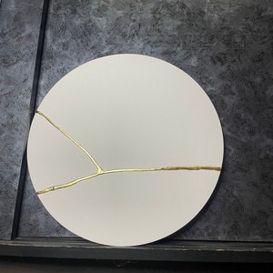 Kintsugi wall art, Circular wall art, Japandi wall art, Large metal wall art, Gold leaf painting, Kintsugi painting, Round wall art