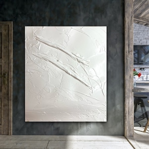 Sculptural wall art, Spackle art, White plaster wall art, Dimensional wall art, Clay wall art, Wabi sabi painting, 3D textured painting