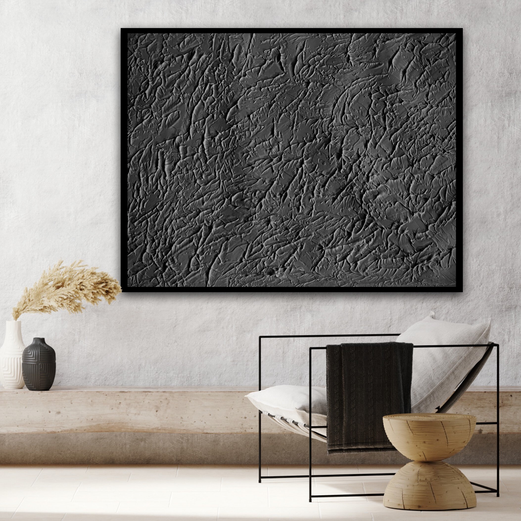 Black Wall Art Black Wall Decor Black Abstract Art Black 3D - Etsy