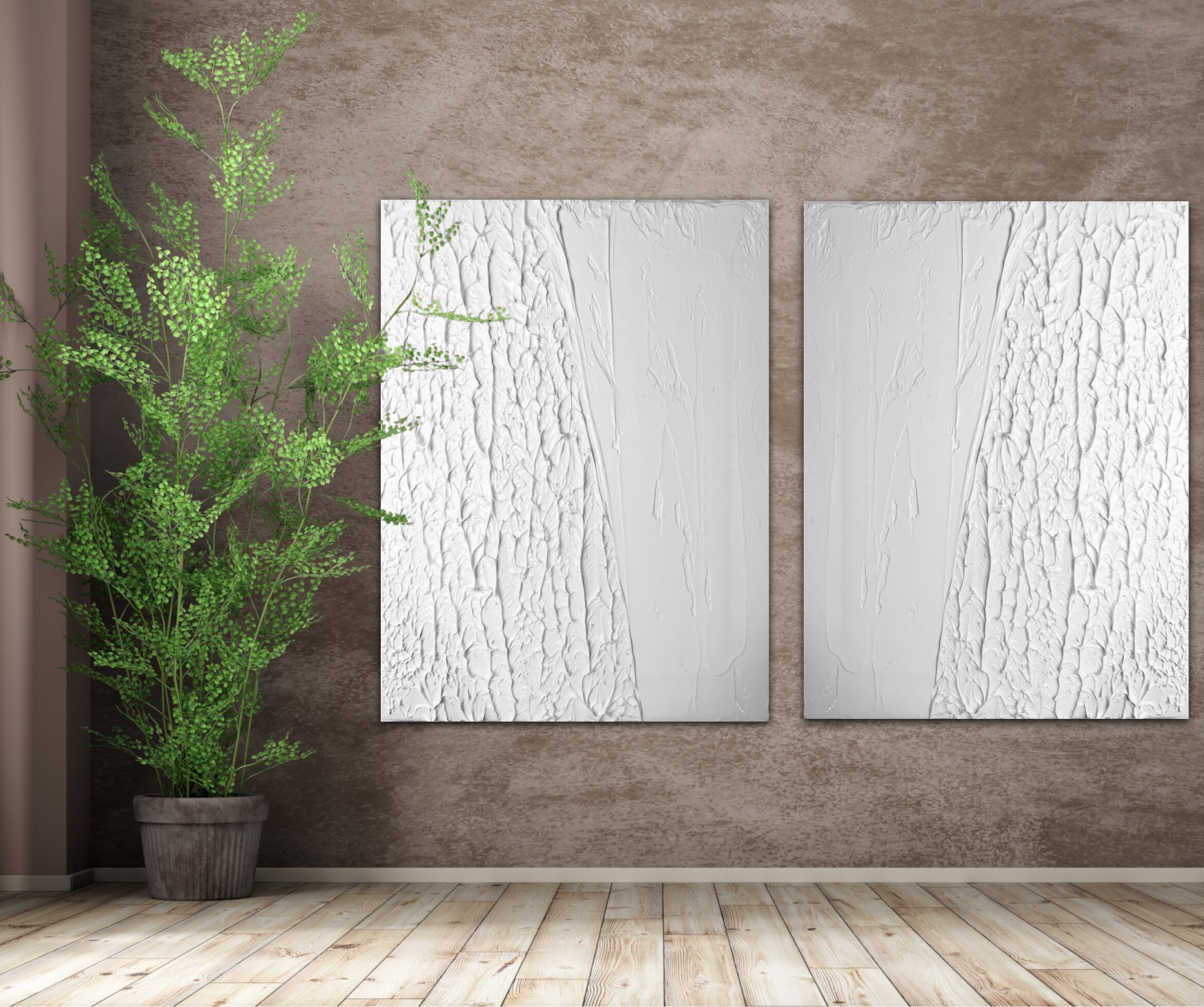 White Plaster Wall Art Set of Two Wall Art Sculptural Wall Etsy