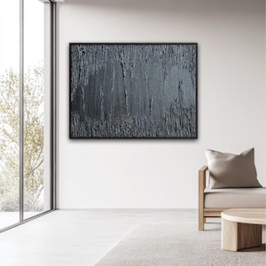 Black plaster wall art, Large 3D wall art, Sculptural wall art, Dimensional wall art, Clay wall art, Plaster painting, Textured wall art