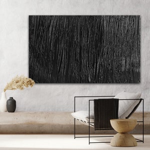 Peinture originale, Minimaliste, Tableau contemporain,Tableau nature, Peinture minimaliste,Tableau 3D,Tableau noir,Grand tableau,Deco maison image 7