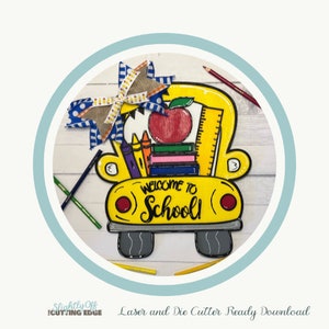 SVG File School Bus/Truck Door Hanger | Glowforge File | Back to School | Teacher Door Hanger