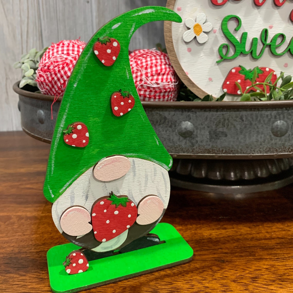 Strawberry Patch Festival Summer Gnomes Tiered Tray or Tiny Etsy