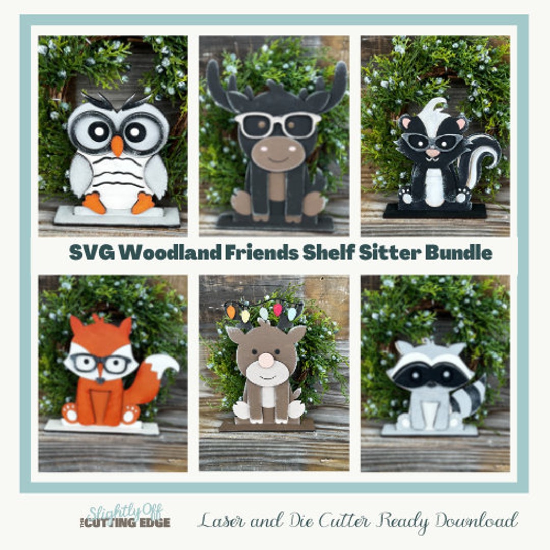 SVG Woodland Shelf Sitter Bundle and Laser Files SVG Nursery