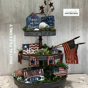 SVG 4th of July Tiered Tray | Americana Decor |  Independence Day |  Flag Day | Veterans Day | Tiered Tray Decor | Memorial Day