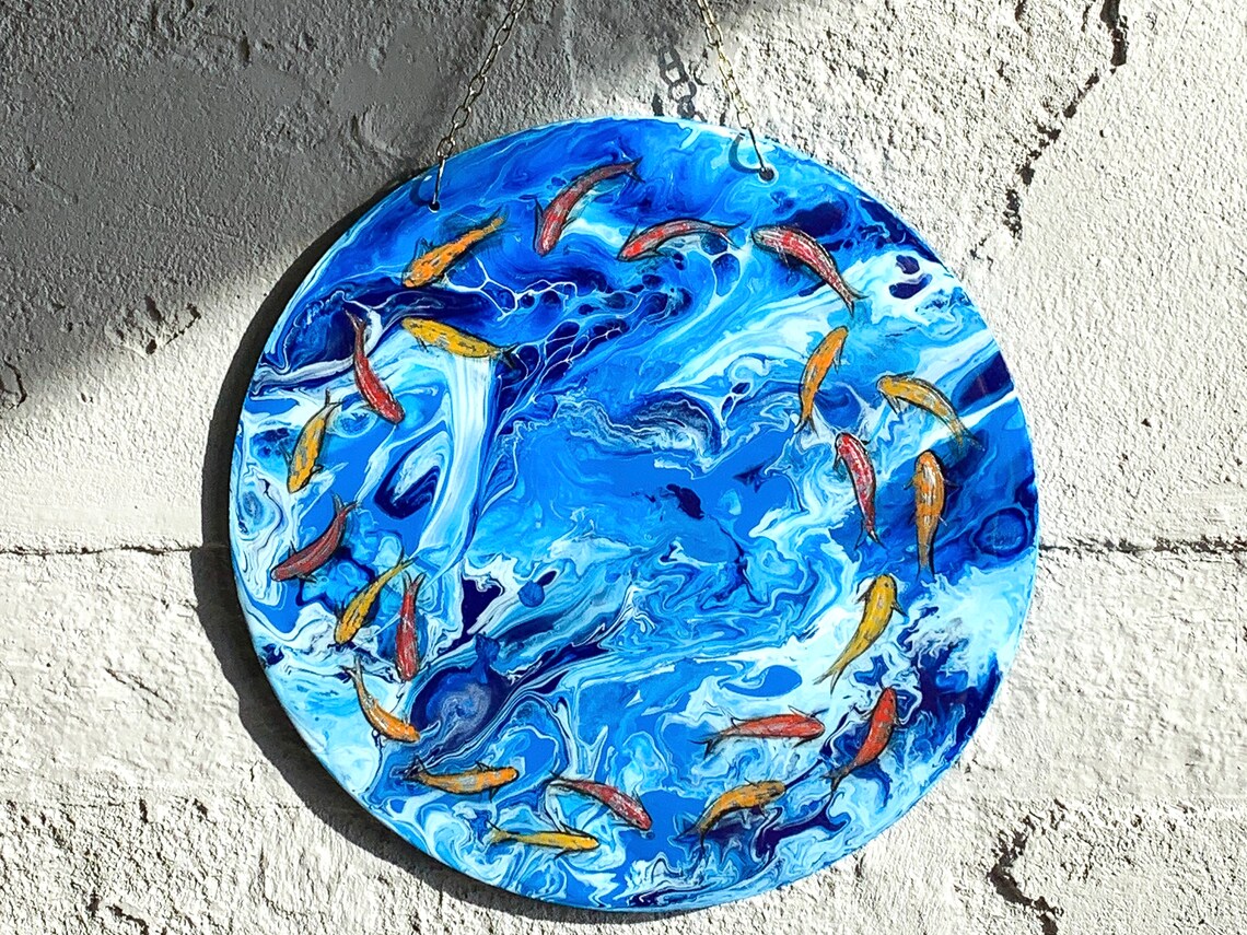 Goldfish wall decor abstract fluid wall art acrylic glass Etsy