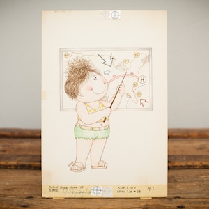 May include: A hand-drawn illustration of a girl pointing to a map with a stick. The map is labeled with letters and numbers. The girl is wearing a yellow top and green shorts. The illustration is in black and white with some color accents.
