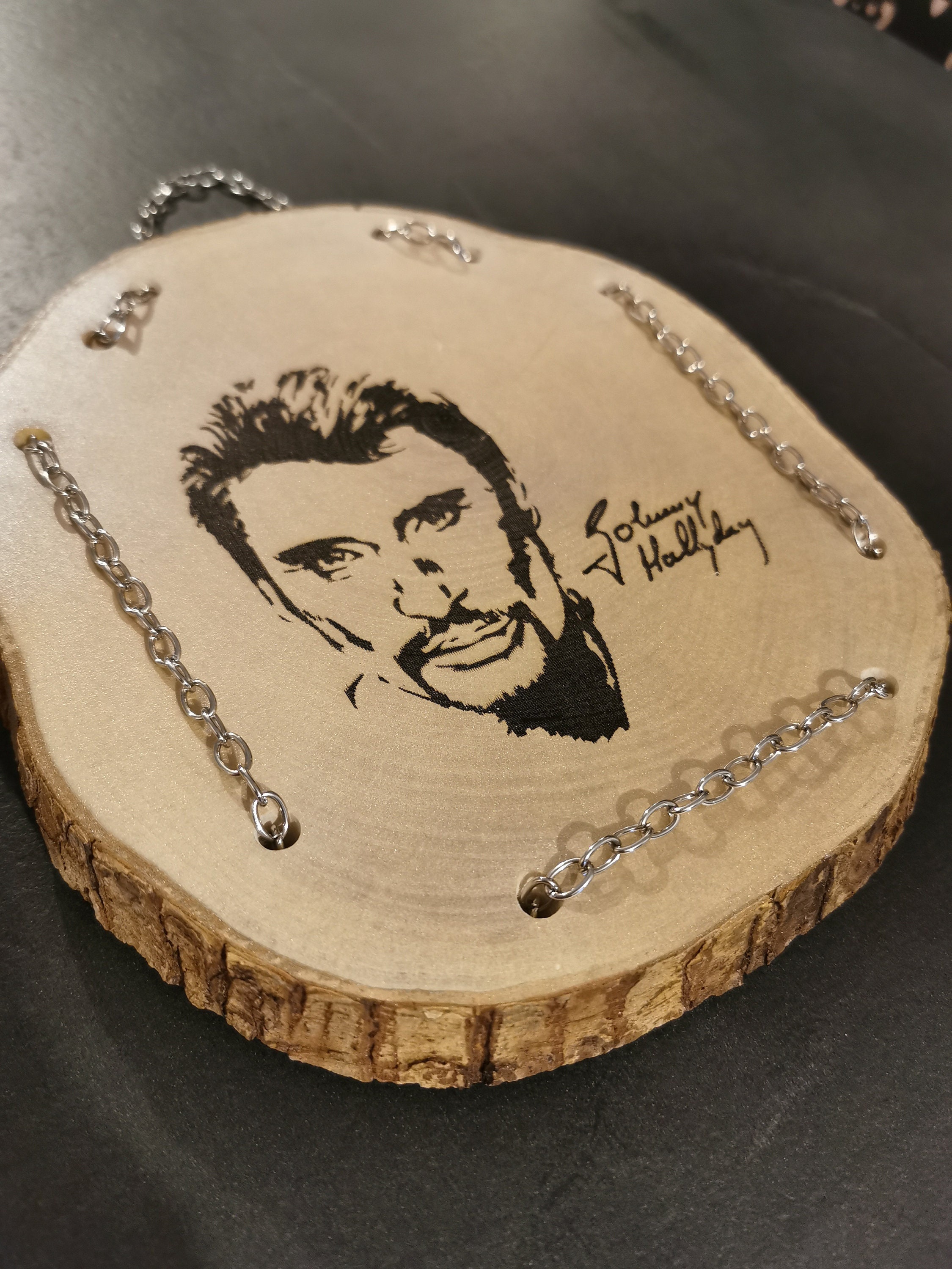 Portrait Johnny Hallyday sur Bois