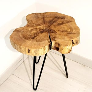 Black wood and resin coffee table with steel legs - Wooden bedside table - Height 45 cm