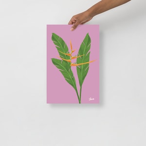Orange Heliconia Print: Tropical Flower Art, Botanical Poster