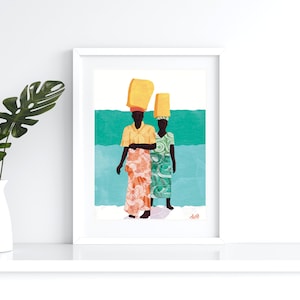 Zanzibar, Beach, Art Prints, Wall Art, Modern Art, Illustration Print, Maximalist art, Housewarming Gift, Afro Bohemian Décor, Colorful Art