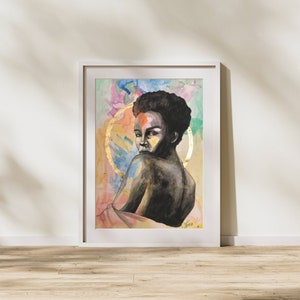 Art Prints, Wall art, Afro Bohemian Décor, Woman, Strong Woman, African Woman, Colors of Africa, Watercolour, Maximalist Wall Decor
