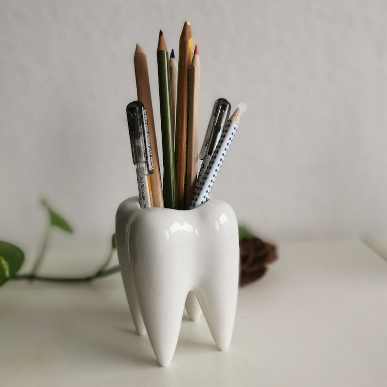 Mini Planter Ceramic Tooth Pen Holder Dentist Succulent Terrarium Home