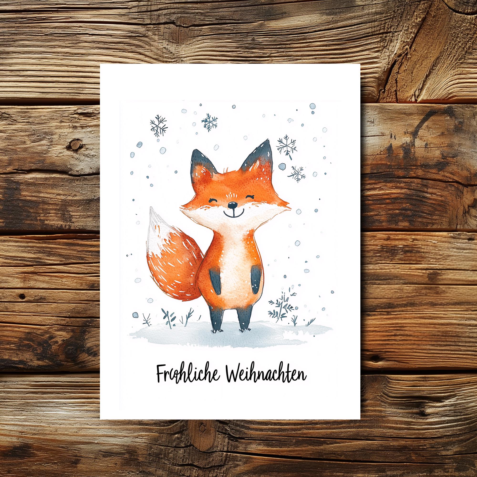 Weihnachtskarte Mit Fuchs & Kugel – 145x145 Mm, Aus Recyceltem Karton, Inkl. Umschlag, UK-made