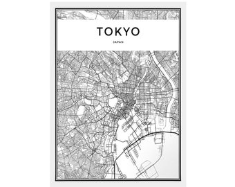 Mappa di Tokyo, Mappa minimalista, Stampa di Tokyo, Poster di Tokyo, Arte di Tokyo, Decorazione per la casa su tela 40 x 30 cm