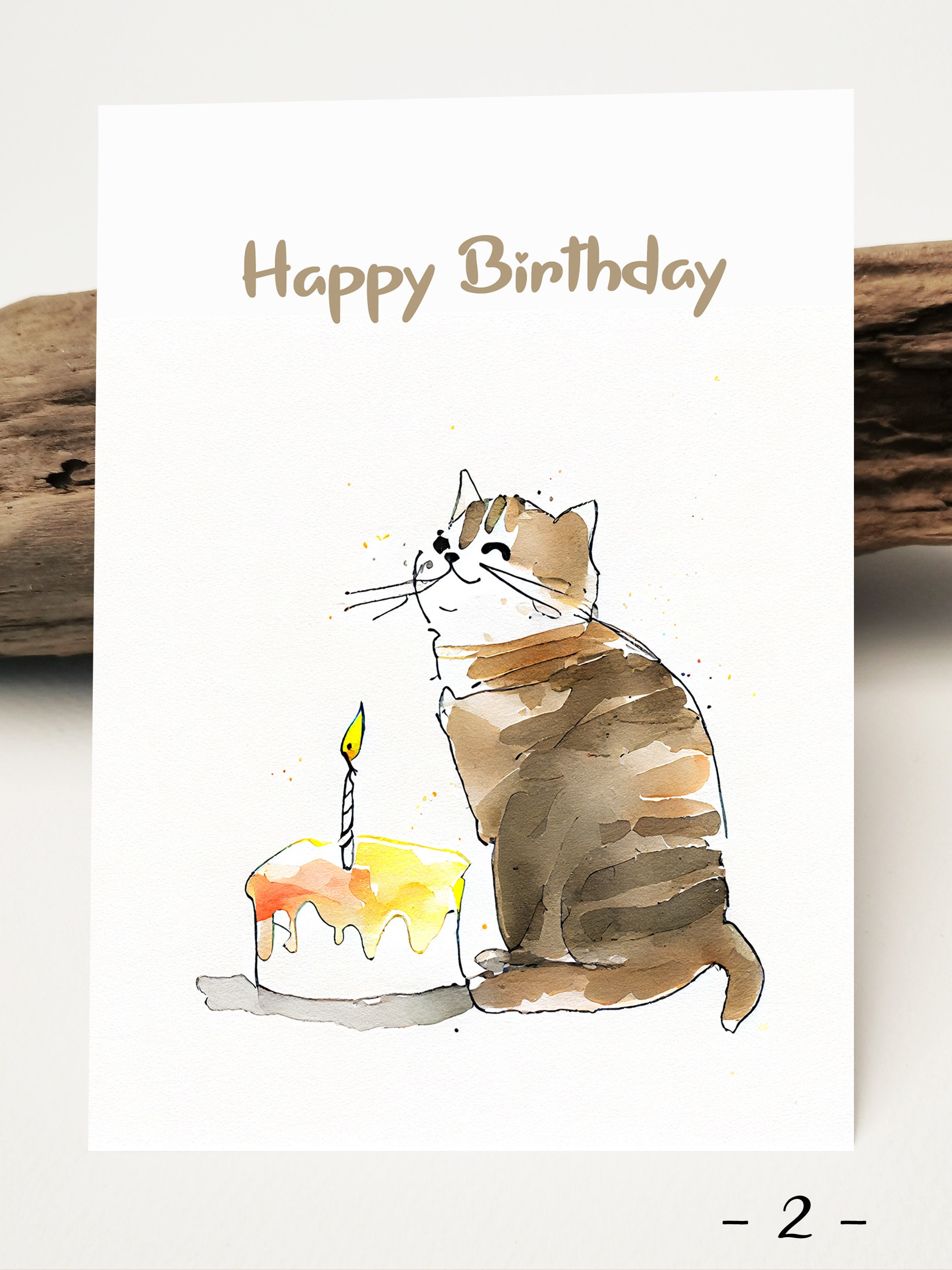 Watercolor Card | Cat Birthday Card | Kitten Birthday Card | Kitty Card ...