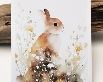 Aquarelle Lapin / Lapin Ensemble de cartes | Ensemble de 3, 5, 7, 10 | Jeu de cartes d'invitation | Ensemble de cartes d’anniversaire | Cartes de vœux