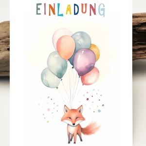 Invitation cards children's birthday Fox | Watercolor Fox Card | Happy Birthday | Children's birthday party birthday card | Greeting cards cards