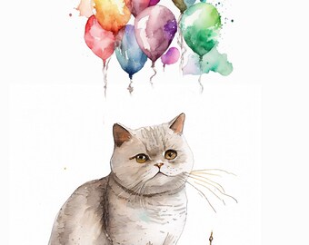 Old English Co. Aquarell-Katzenkarte | Grußkarte Für Katzenliebhaber | Blanko-Innenseite 15x15 Cm