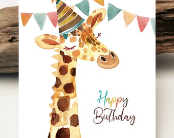 Happy Birthday Giraffe Card | Happy Birthday Card | Personalized Birthday Card | Giraffe Card