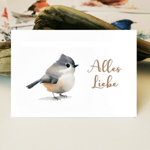 Cartão Melharuco com crista | Impressão Loving da arte do melharuco com crista da aquarela mim presente para o amante do pássaro mim cartões da natureza das aves canoras | Amor da natureza