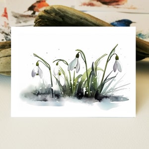 Aquarell Karte | Schneeglöckchen Karte | Osterkarte aquarell | Frühling Grußkarte | snowdrops flowers |  Liebevoll Geschenk