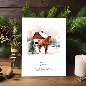 Merry Chritmas Pferd l Pferd Mama | Frohe Weihnachten Pferd | Weihnachtsgeschenk für Reiterin | Pony Grußkarte |  Pferdemädchen Postkarte