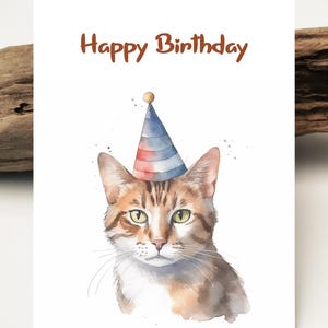 Aquarell Karte Orange Cat | Geburtstagskarte Britisch Kurzhaar Katze | Kätzchen Geburtstagskarte | Kitty Karte | Grußkarten Karten