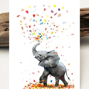 Postkarte Geburtstag Konfetti Elefant | Elefant Postkarte | Liebevolle Elefant zum Kinder Geburtstag I Happy birthday Einladung karten