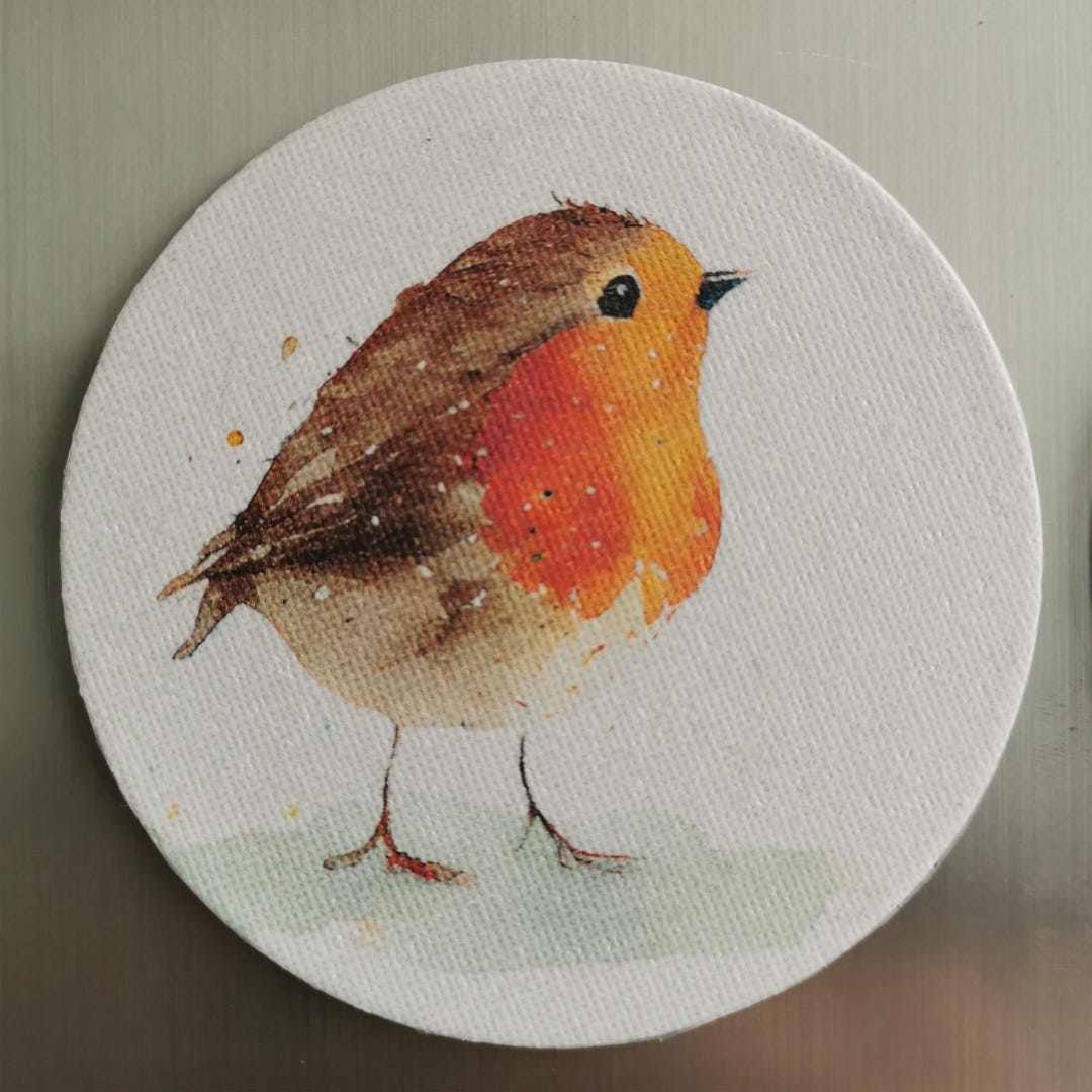 Robin Magnet Round 9 Cm Robin Magnet | Canvas Kitchen Decor | Refrigerator Robin ...