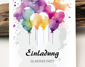 Children's birthday invitation cards | Watercolor balloon card | Happy Birthday | Children's birthday party birthday card | Greeting cards
