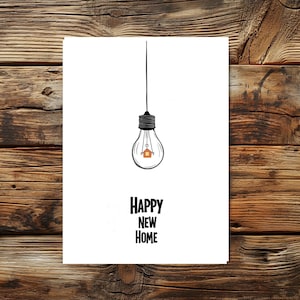 Happy New Home Card - Carte d'emménagement minimaliste pour les nouveaux propriétaires | Carte de félicitations pour emménager | Carte de pendaison de crémaillère