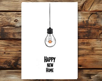 Happy New Home Card – Minimalist moving in card for new homeowners | Congratulations card for moving in | Housewarming card