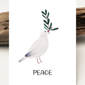 Grußkarte Friedenstaube | Peace Postkarte Friedenstaube Kunstdruck | Umweltfreundliche Karte