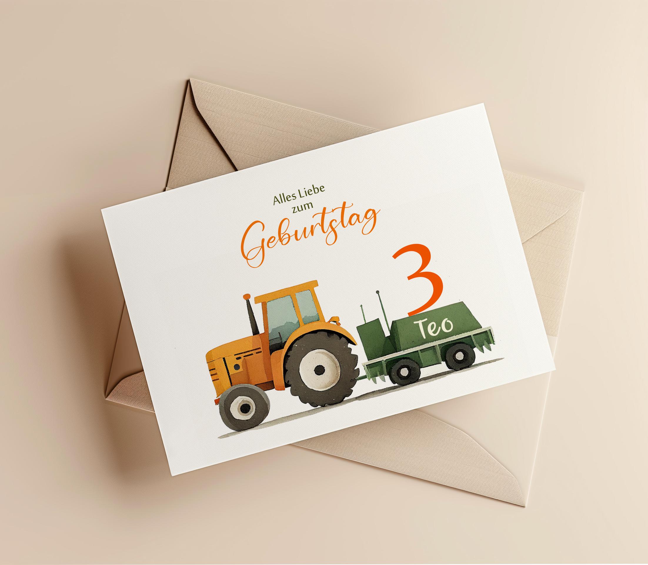 Geburtstagskarte Zum 7. Geburtstag – Baufahrzeug-Design Für Jungen & Mädchen